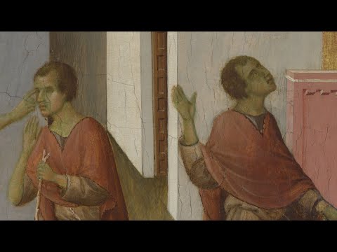 Why does this man appear twice in the same painting  Duccio39s 39Healing of a Man born Blind39