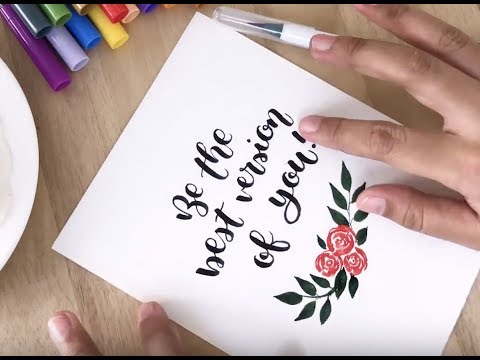 How to Write Calligraphy with Brush Pen  Modern Calligraphy Tutorial  Rose Border