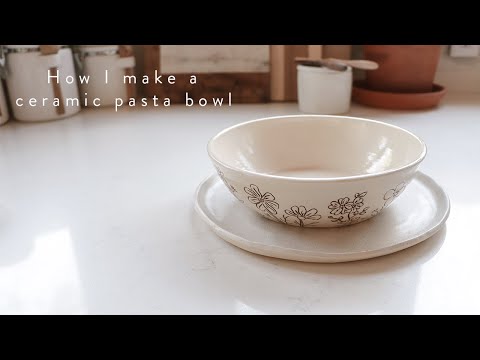 How I make a ceramic pasta bowl at my home studio  The entire pottery process