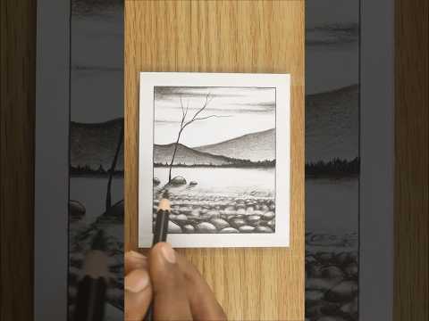 Scenery drawing with charcoal pencil  shorts