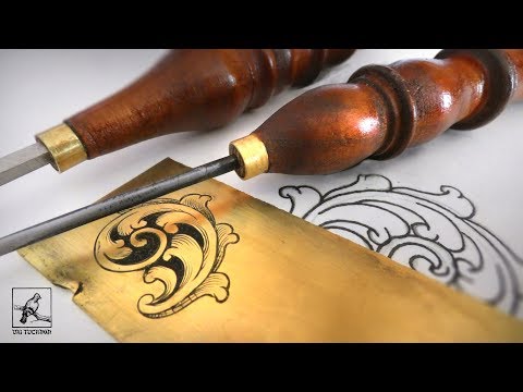 How to  Make an Engraving Chisel and Scroll Design and some Engraving  too
