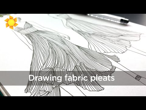 How to draw fabric pleats in pen and ink