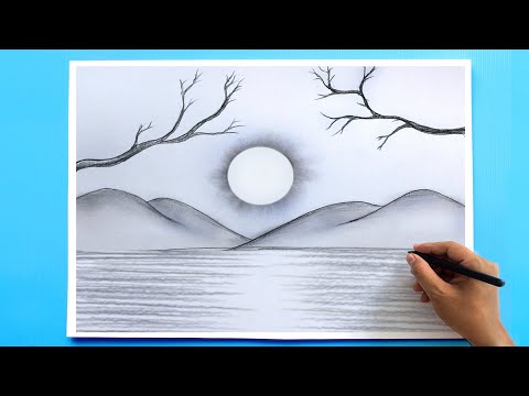 How to Draw a simple Landscape  Easy Pencil Drawing
