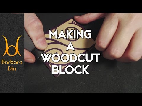 How to Make a Thin Design in Woodcut Block  Xilography Carving Process by Barbara Din
