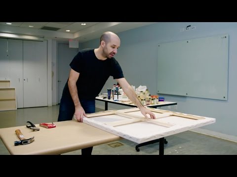How to stretch a large canvas  with Corey D39Augustine  IN THE STUDIO