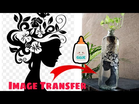 How to Transfer Image to Glass Bottle  Using Fevicryl Fabric Glue Happywomensday