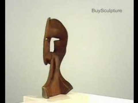 Big Cubist Face Mask Oxid Bronze  Contemporary Sculpture