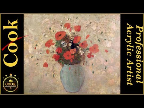 Vase of Poppies by Odilon Redon for Beginner Acrylic Artists