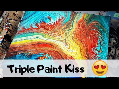 Multiple PAINT KISS Pour  Taking this Acrylic Pouring Technique to New Level