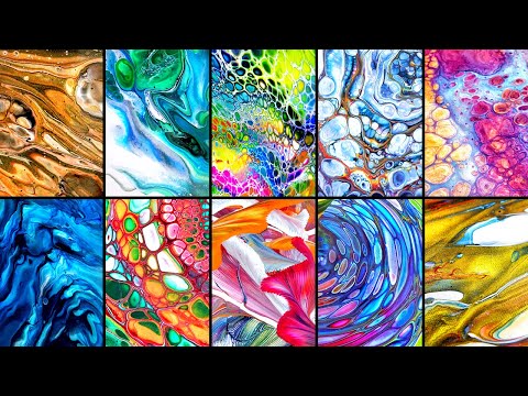 TOP 10 BEST Acrylic Pouring Techniques Abstract Fluid Art Compilation