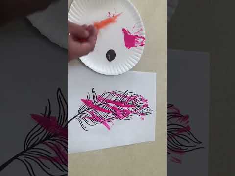 Paint with Feathers for the Letter F  Art Idea for Preschool Teachers or Parents