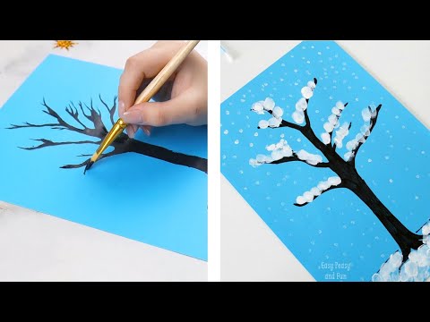 Winter Tree Finger Painting Art Project for Kids