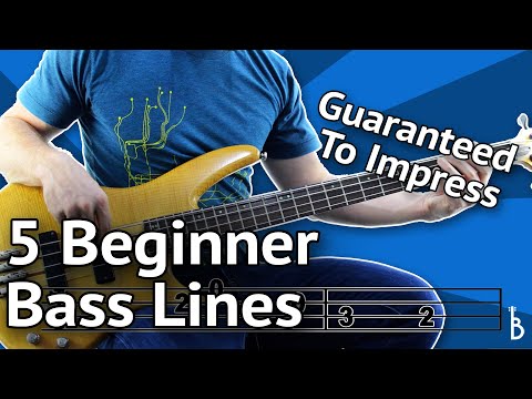 5 Beginner Bass Lines  Guaranteed To Impress With Tabs On Screen