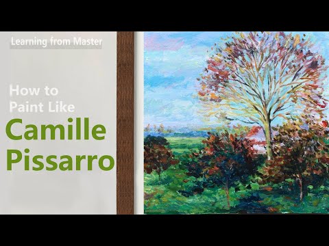 How to Paint Like Camille Pissarro  Acrylic Painting  Autumn  Impressionist Landscape