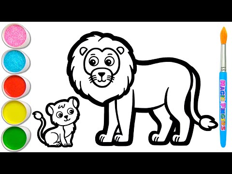 Lion Drawing Painting and Coloring for Kids amp Toddlers  Drawing Basics 219
