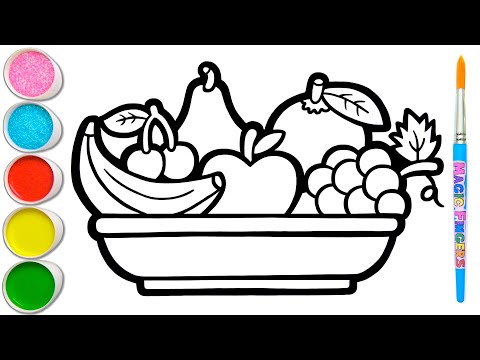 Drawing Painting and Coloring Fruit Basket for Kids amp Toddlers  Basic Figures 216