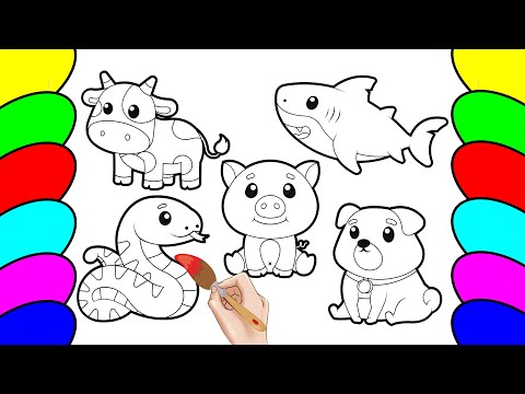 Wild Animals Drawing Painting Coloring for Kids amp Toddlers  Let39s Draw Paint Together