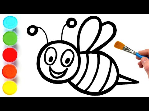 Bumble Bee Drawing Painting and Coloring for Kids Toddlers  How to Draw Insect Animals