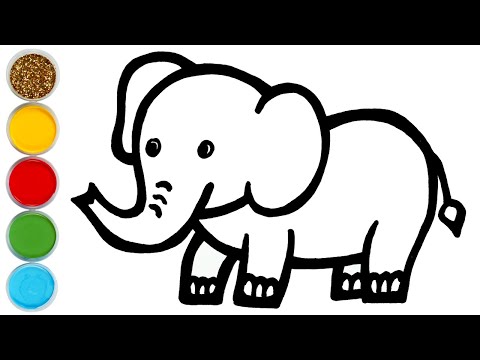 Elephant Baby Drawing Painting and Coloring for Kids Toddlers  How to Draw Animals