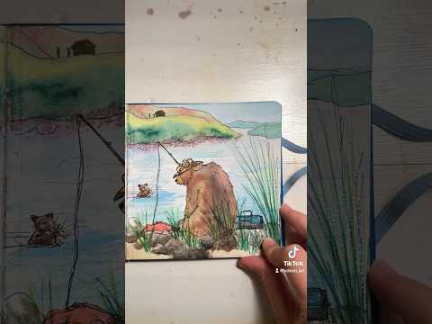 Bear Fishing  art watercolor artist artoftheday painting animals wildlife drawing bear