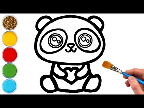 Panda Drawing Painting Coloring for Kids amp Toddlers  Let39s Draw Paint Animals Figures