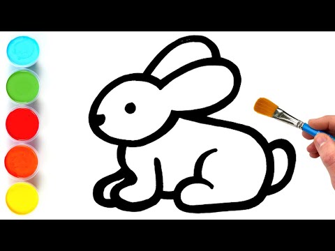 Blue Rabbit Drawing Painting and Coloring for Kids Toddlers  How to Draw Paint Animals