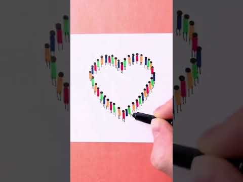 Drawing people heart 