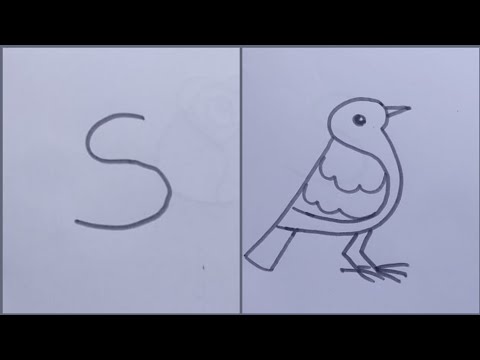 SPARROW  DRAWINGHow to draw a sparrow bird in easy wayBird drawing from letter S