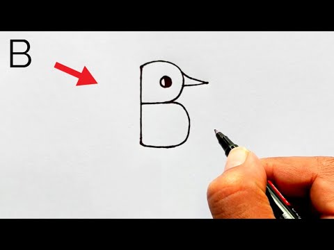 How to draw a Bird From Letter B  Bird Drawing Lesson Step by Step