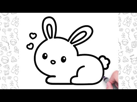 Very Easy Rabbit Drawing Step by Step  Cute Animals Drawing For Kids