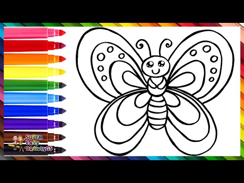 How To Draw A Butterfly  Drawing And Coloring A Cute Rainbow Butterfly  Drawings For Kids