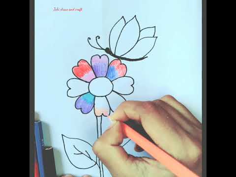 Colorful Flower with Butterfly drawing shorts