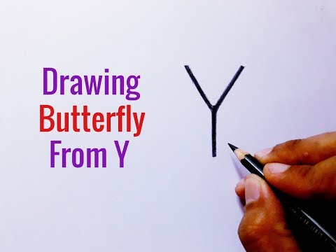 How to draw a butterfly easy from letter Y Drawing butterfly easy step by step for beginners