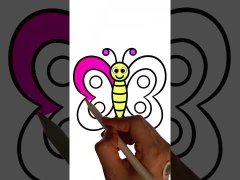 How To Draw Butterfly  Drawing and Coloring for Kids shorts