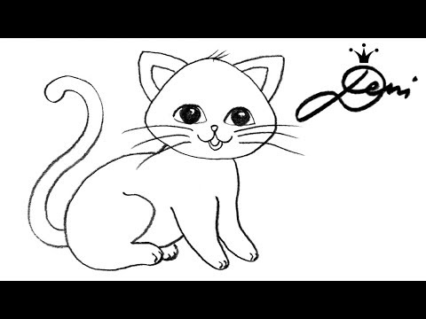 Katze schnell zeichnen lernen  how to draw a cat for children      Tiere malen