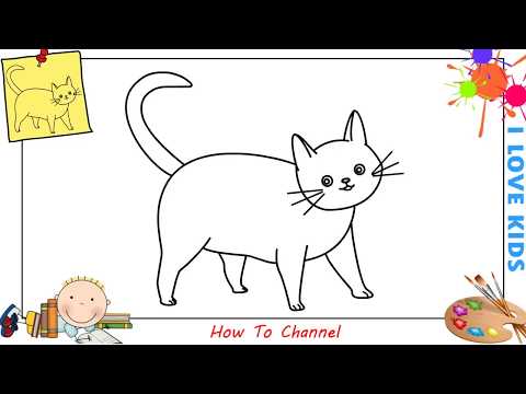 How to draw a cat EASY step by step for kids beginners children 7