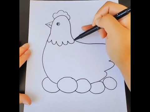 Hen Drawing  Easy Sketch  Simple Drawing Kids Drawing