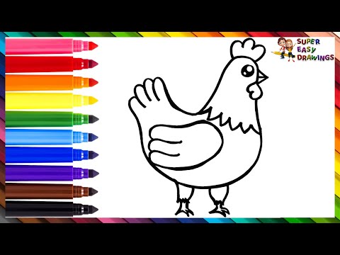 How To Draw A Chicken  Drawing And Coloring A Rainbow Chicken  Drawings For Kids