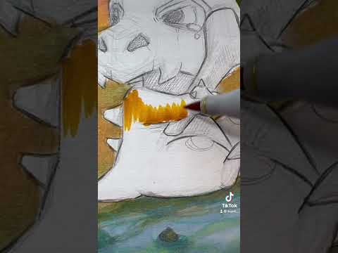 Dibujando a el POKEMON huerfanito pokemon cubone arte