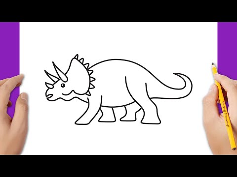 How to draw a dinosaur  How to draw a triceratops easy