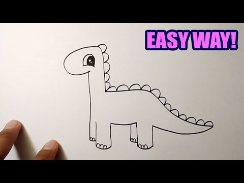 How to draw animals for beginners  Dinosaur Cute