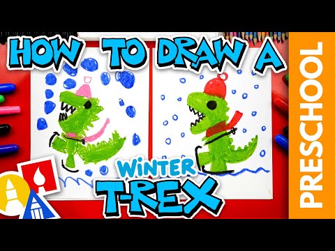 How To Draw A Winter TRex Dinosaur  Preschool