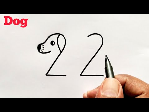 How to Draw Easy Dog From Number 22  Number Drawing