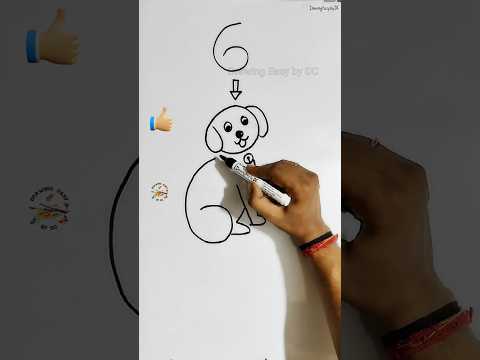 drawing from number 6 How to draw a dog  Dog drawing easy  puppy drawing easy  number art  draw