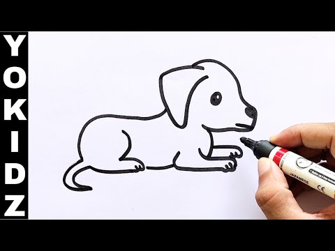 How to draw a dog sitting down  Sitting Dog Drawing