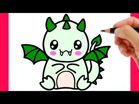 HOW TO DRAW A DRAGON  DRAWING AND COLORING A CUTE DRAGON
