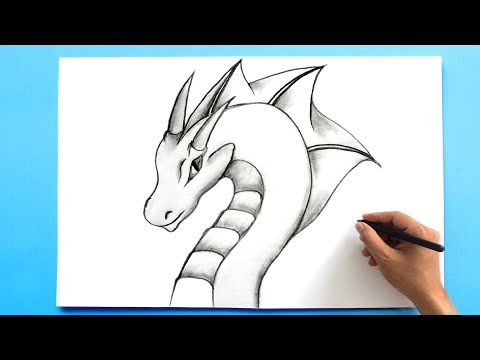 EASY DRAGON DRAWING  How to Draw a Dragon Step by Step Easy pencil sketch