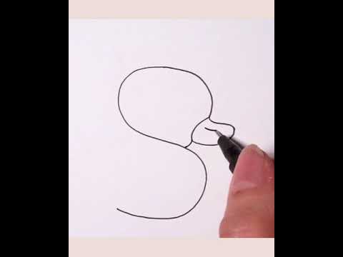 How to draw a duck from letter S easy drawing for kids