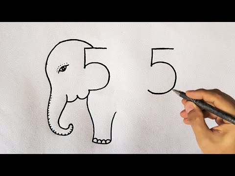 How To Draw Elephant From Number 55 l Drawing Pictures l Elephant Drawing Easy For BeginnersDrawing