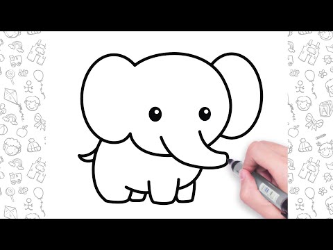 How to Draw Elephant Easy  Drawing Easy Step by Step  Bolalar uchun fil chizish